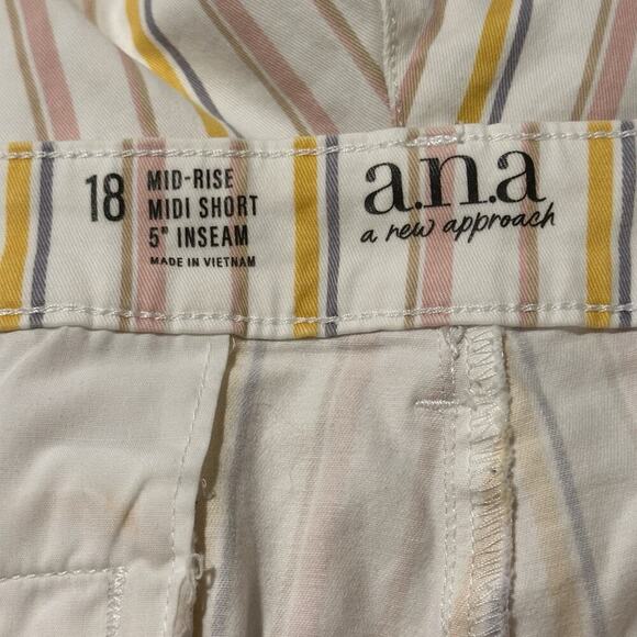 A.N.A Striped Midi Shorts Women’s 18 | Pastel Coastal‎ Preppy Y2K Resort Vibes - Picture 8 of 11